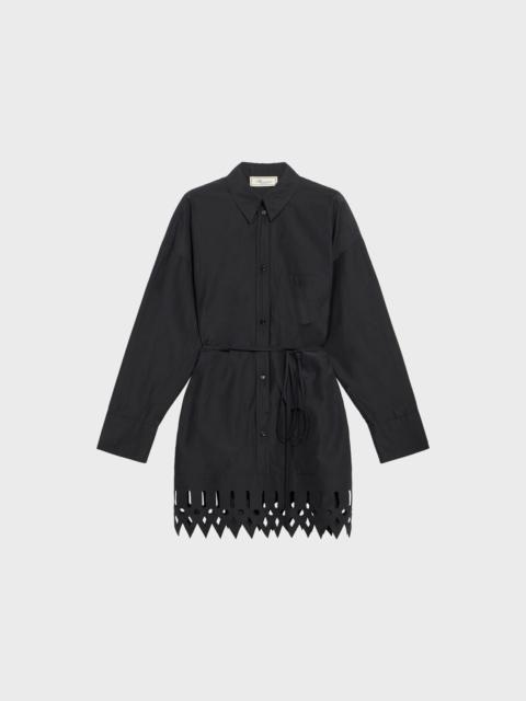 Blumarine TAFFETA SHIRT DRESS WITH OPENWORK EMBROIDERY