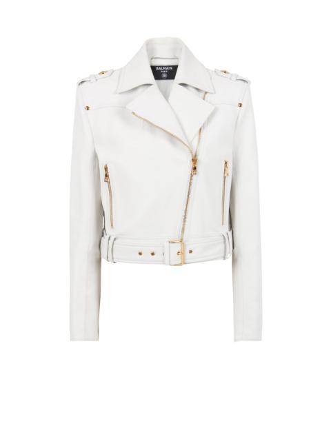 Balmain Cropped leather biker jacket