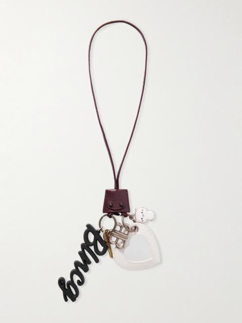 BALENCIAGA Le City Embellished Textured-leather, Silver And Gold-tone Key Fob