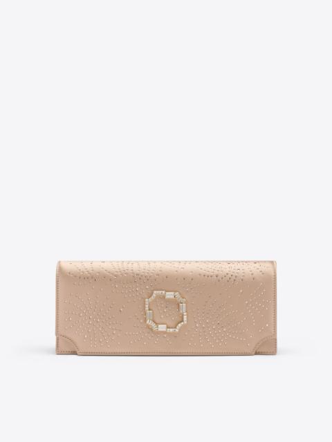 MALONE SOULIERS Vivien Champagne Crystal-Embellished Satin Clutch Bag