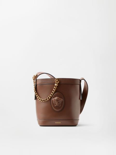 VERSACE Pivot Mini Leather Bucket Bag