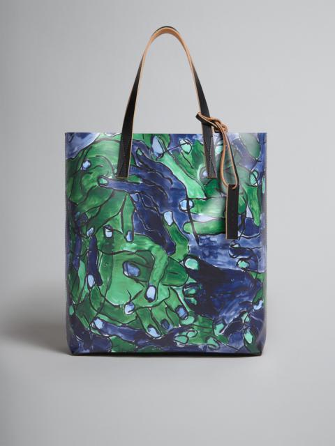 Marni TRIBECA SHOPPING BAG WITH BLUE AND GREEN MANI PRINT