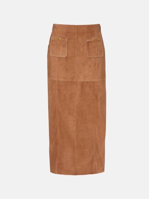 RIXO Edwina high-waist suede maxi skirt