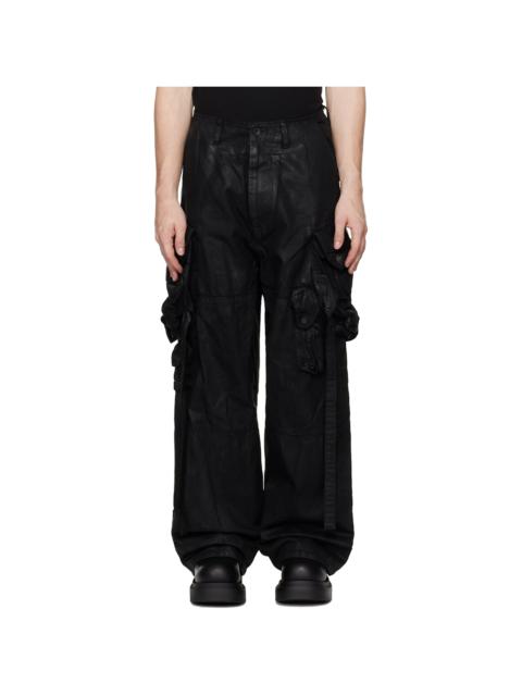 Julius Black Coated Gasmask Denim Cargo Pants