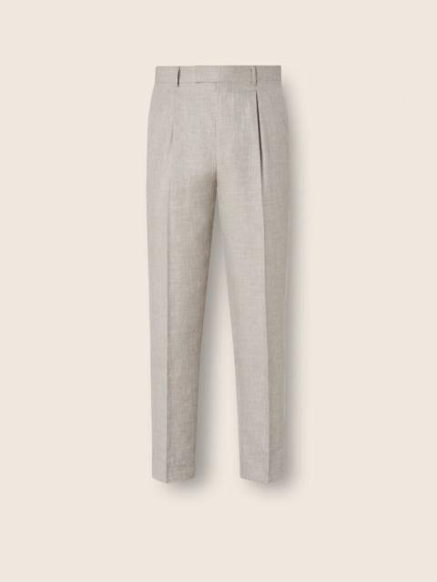 ZEGNA LIGHT BEIGE CROSSOVER WOOL LINEN AND SILK PANTS