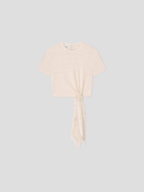 Nanushka Cotton Linen Tweed Baby Tee