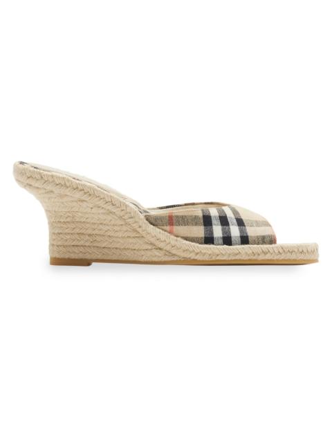Burberry Women's Mews 65MM Check Espadrille Wedge Sandals - Sand Ip Check
