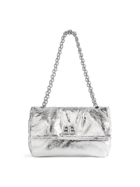 BALENCIAGA Women's Monaco Small Chain Bag Metallized  in Silver