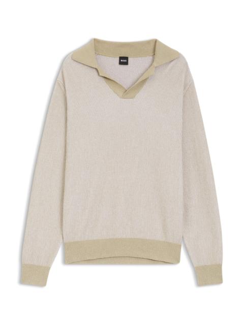 BOSS JOHNNY-COLLAR SWEATER IN A COTTON BLEND
