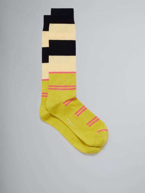 Marni YELLOW COTTON AND NYLON SOCKS WITH MULTICOLOUR STRIPES