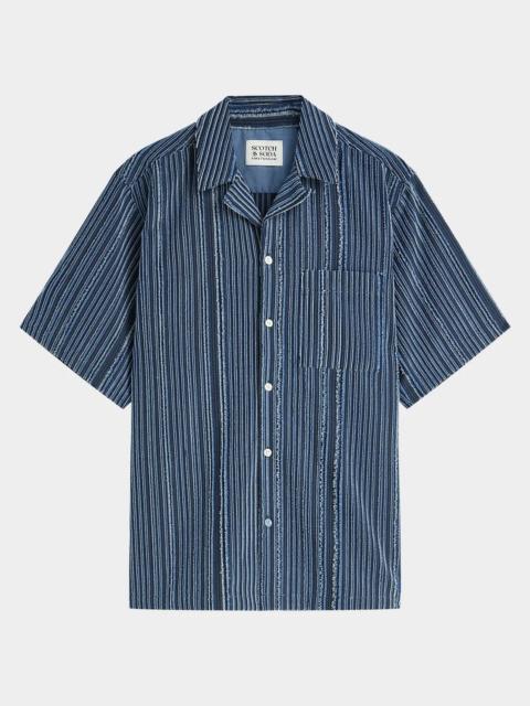 SCOTCH & SODA Men's Textured Stripe Relaxed-Fit Short Sleeve Shirt