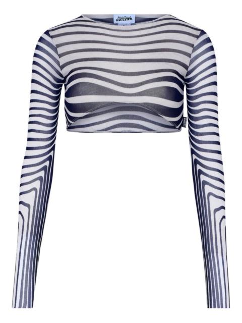 Jean Paul Gaultier long-sleeves morphing-stripes top