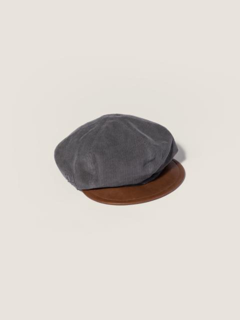 Miu Miu Corduroy and leather newsboy cap
