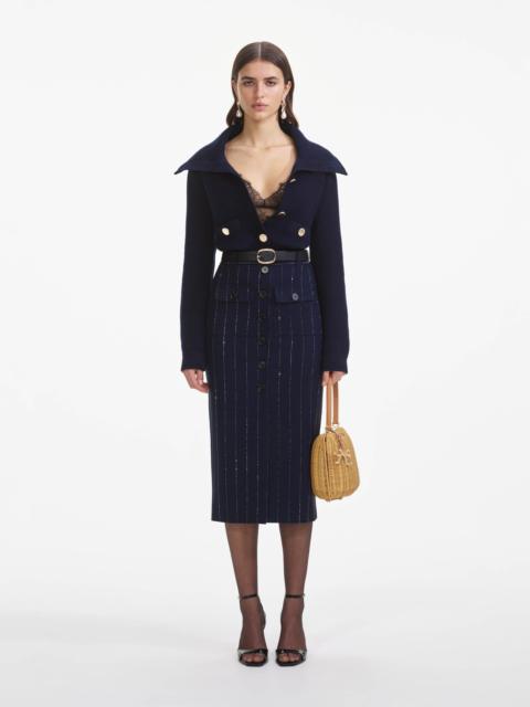 self-portrait Navy Relaxed Fit Cardigan