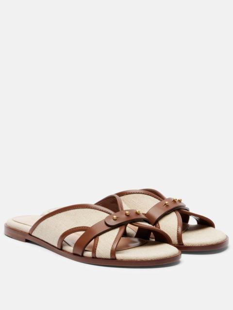 Gianvito Rossi Leather-trimmed canvas slides
