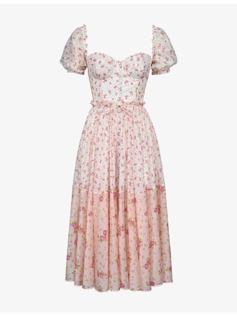House of CB Penelope Floral-Print Tie-Waist Woven Midi Dress