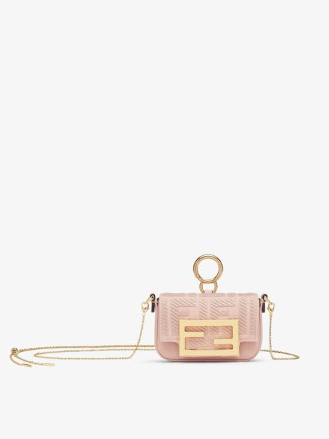FENDI Pink canvas charm with FF embroidery