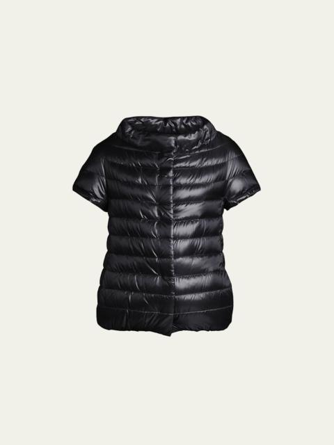 Herno Short-Sleeve Snap-Front Quilted Puffer Jacket