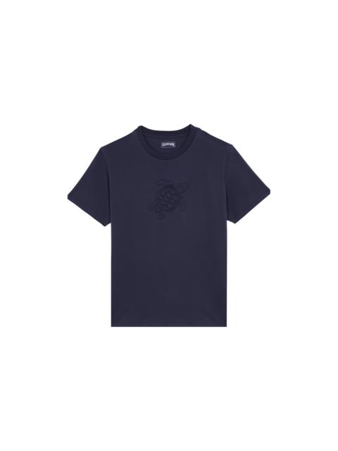 Vilebrequin Men Cotton T-shirt Embroidered tone on tone Turtle
