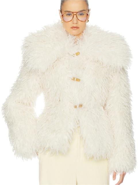 HELSA Dramatic Collar Faux Shearling Jacket