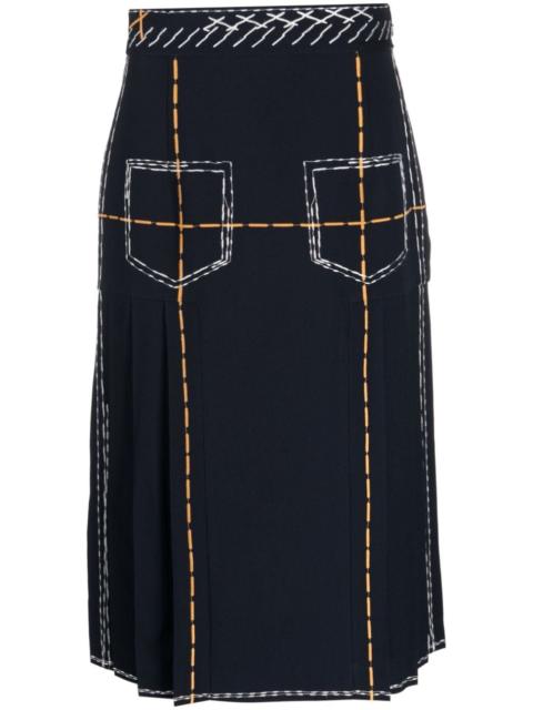 Moschino contrast-stitching high-rise midi skirt