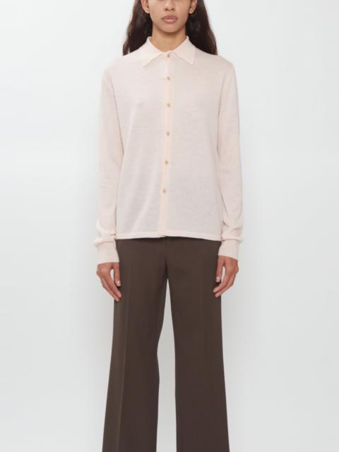 AURALEE High Gauge Cashmere Shirt Cardigan — Light Pink