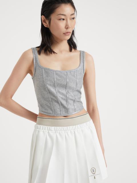 Brunello Cucinelli Linen 과 cotton sparkling jersey 상단 와 빛나는 트림