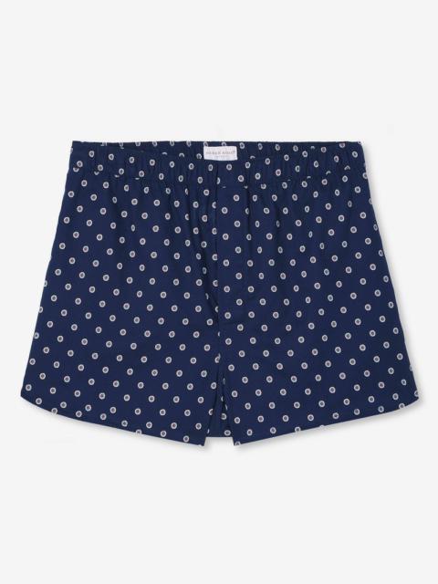 Derek Rose Men's Modern Fit Boxers Nelson 93 Cotton Batiste Navy