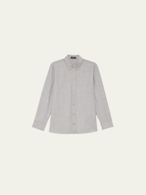 Theory Classic Cotton Flannel Button-Front Shirt