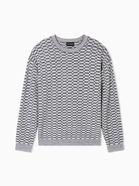 EMPORIO ARMANI OP-ART TEXTURED VIRGIN WOOL JUMPER