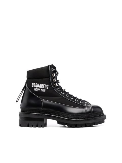 DSQUARED2 logo-print panelled boots