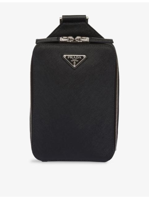 Prada Brique Saffiano logo-plaque leather shoulder bag