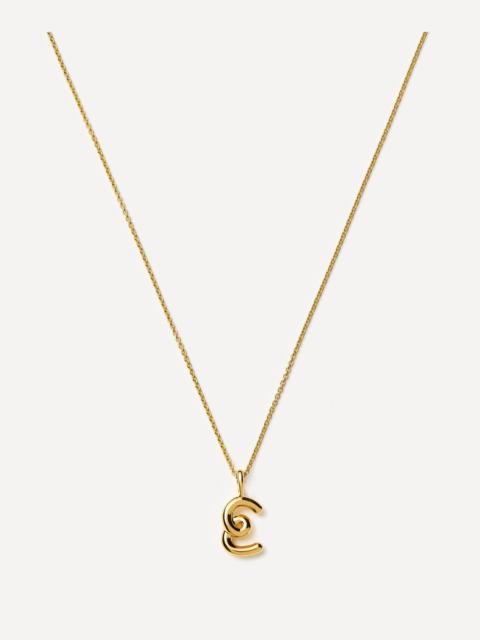 MISSOMA 18ct Gold-Plated Vermeil Silver Curly Molten Mini E Initial Pendant Necklace