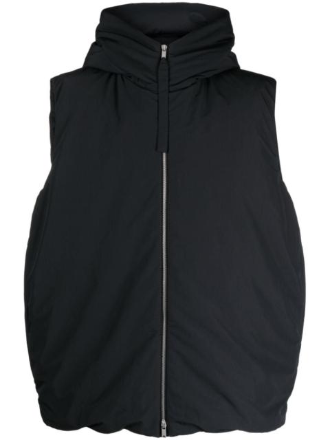 hooded feather-down cotton gilet