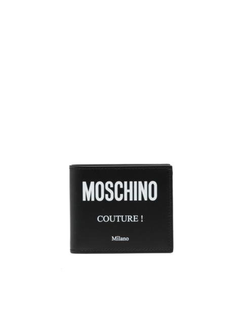 Moschino logo-print bi-fold leather wallet