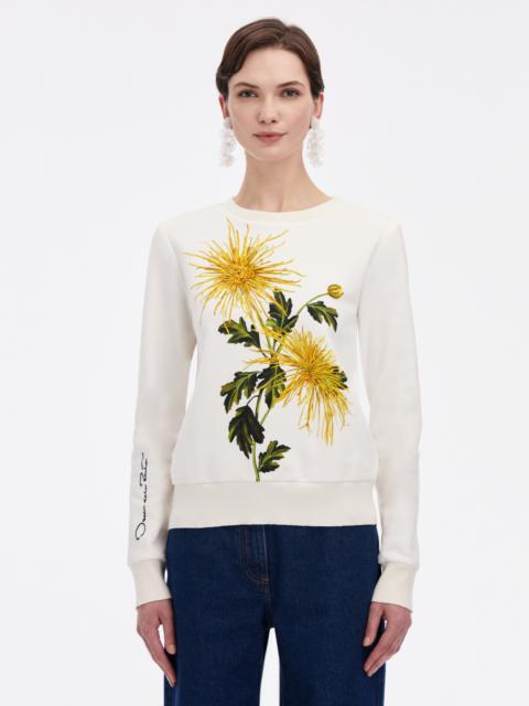 Oscar de la Renta CHRYSANTHEMUM JERSEY PULLOVER