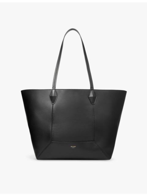 JIMMY CHOO Diamond logo-embossed medium leather tote bag