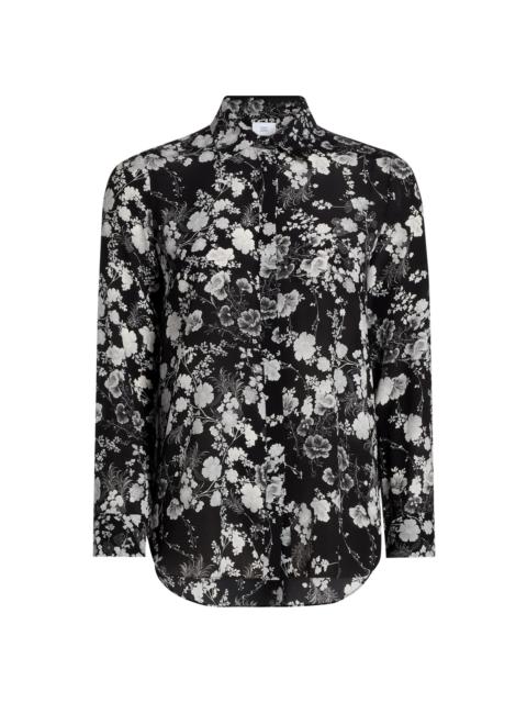 ADAM LIPPES Women's Mathias Floral Crêpe de Chine Silk Shirt - Black Silver