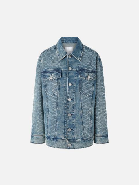 PINKO DENIM JACKET WITH RHINESTONES AND STUDS