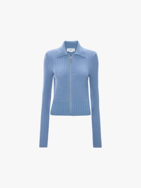 Victoria Beckham Zip Jumper In Blue Melange