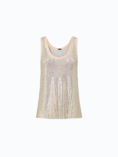PINKO MESH TANK TOP WITH CRYSTALS