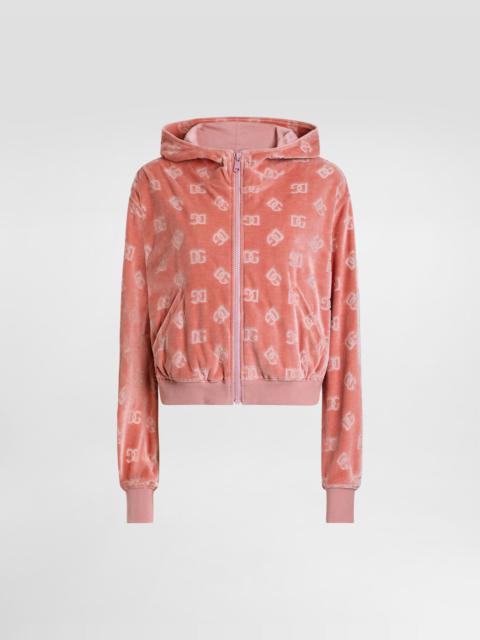 Chenille jacquard hoodie with DG logo