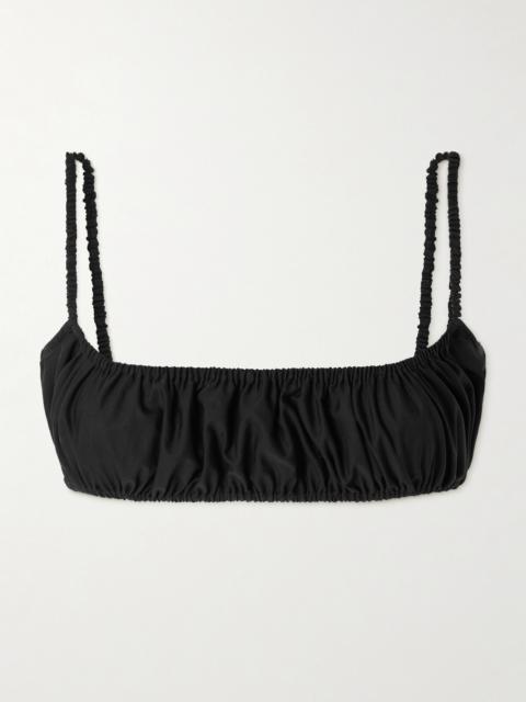 Alaïa Gathered Cotton-poplin Bralette