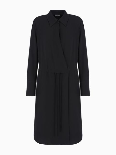 EMPORIO ARMANI Stretch sablé fabric drawstring dress