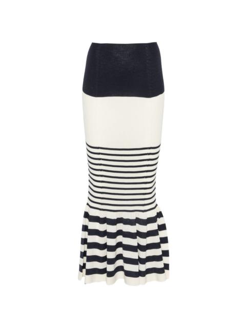 Junya Watanabe striped mermaid-silhouette midi skirt
