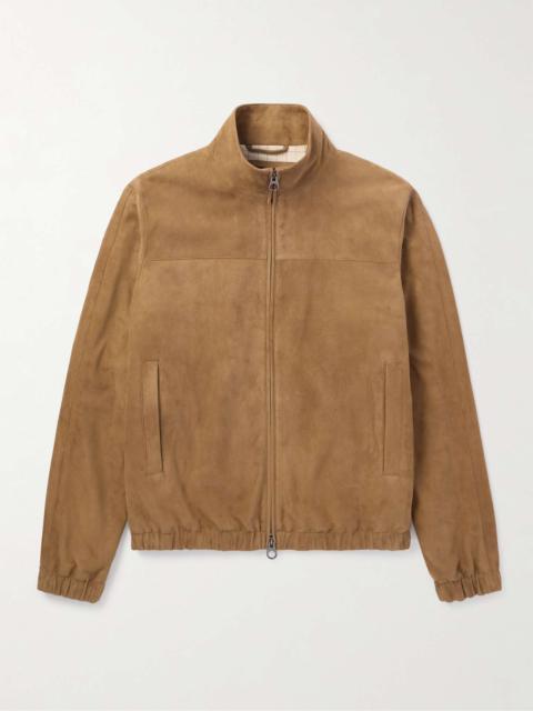 Suede Zip-Up Bomber Jacket