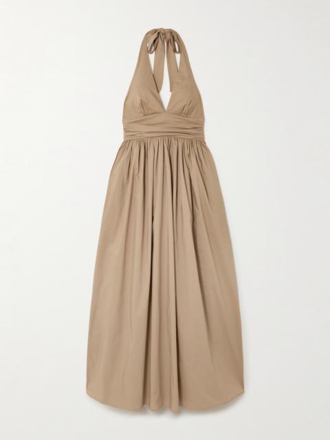 MATTEAU Gathered Organic Cotton-poplin Halterneck Maxi Dress