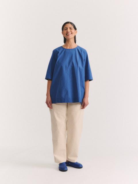 CASEY/CASEY SIMPLE TOP - CHALK POPLIN - M BLUE