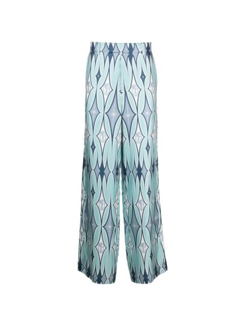 argyle-print silk trousers