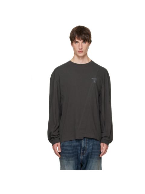 We11done Gray Asymmetric Long-Sleeved T-shirt